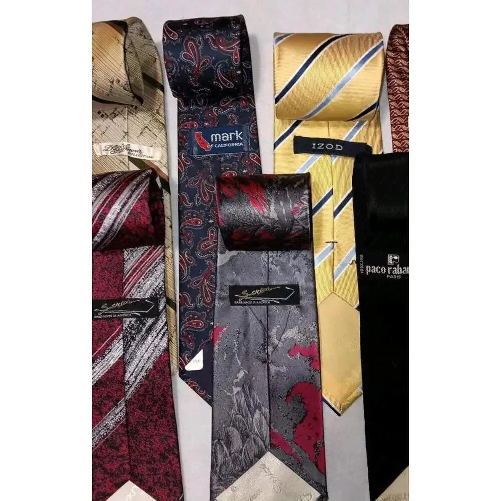 11 Piece Mens Tie Bundle Set Lot Multicolor Colosseo Diroma, Izod, Paco Rabanne,